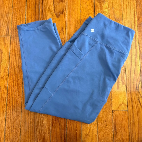 Zella Pants - Zella Women Large Cropped Leggings Purple High Rise Side Pockets Activewear